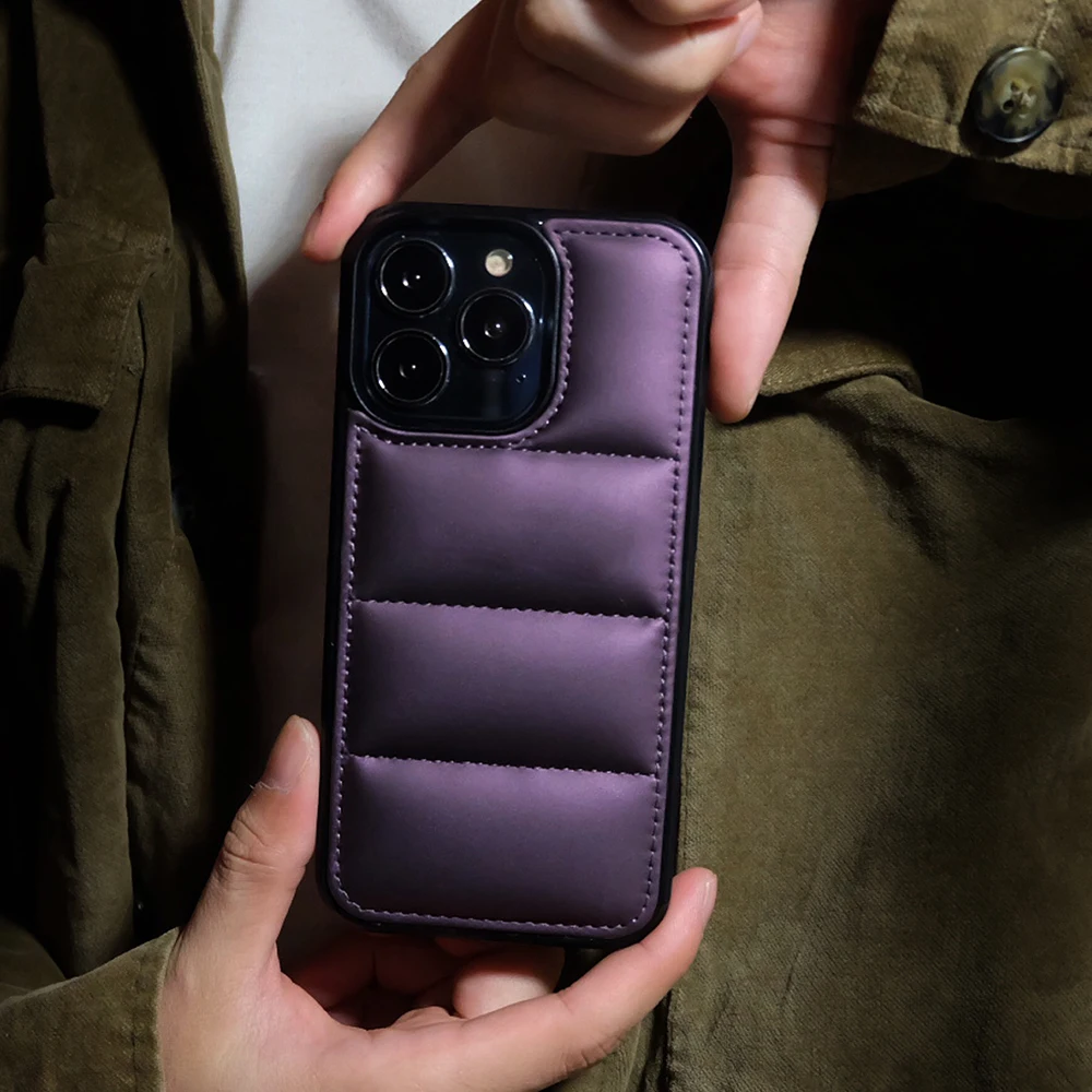 Фото Новый зимний чехол для телефона The Down Jacket North для iphone 16Pro 13 11 14 12 Pro Max 15 16, роскошная хлопковая противоударная задняя крышка Funda №5