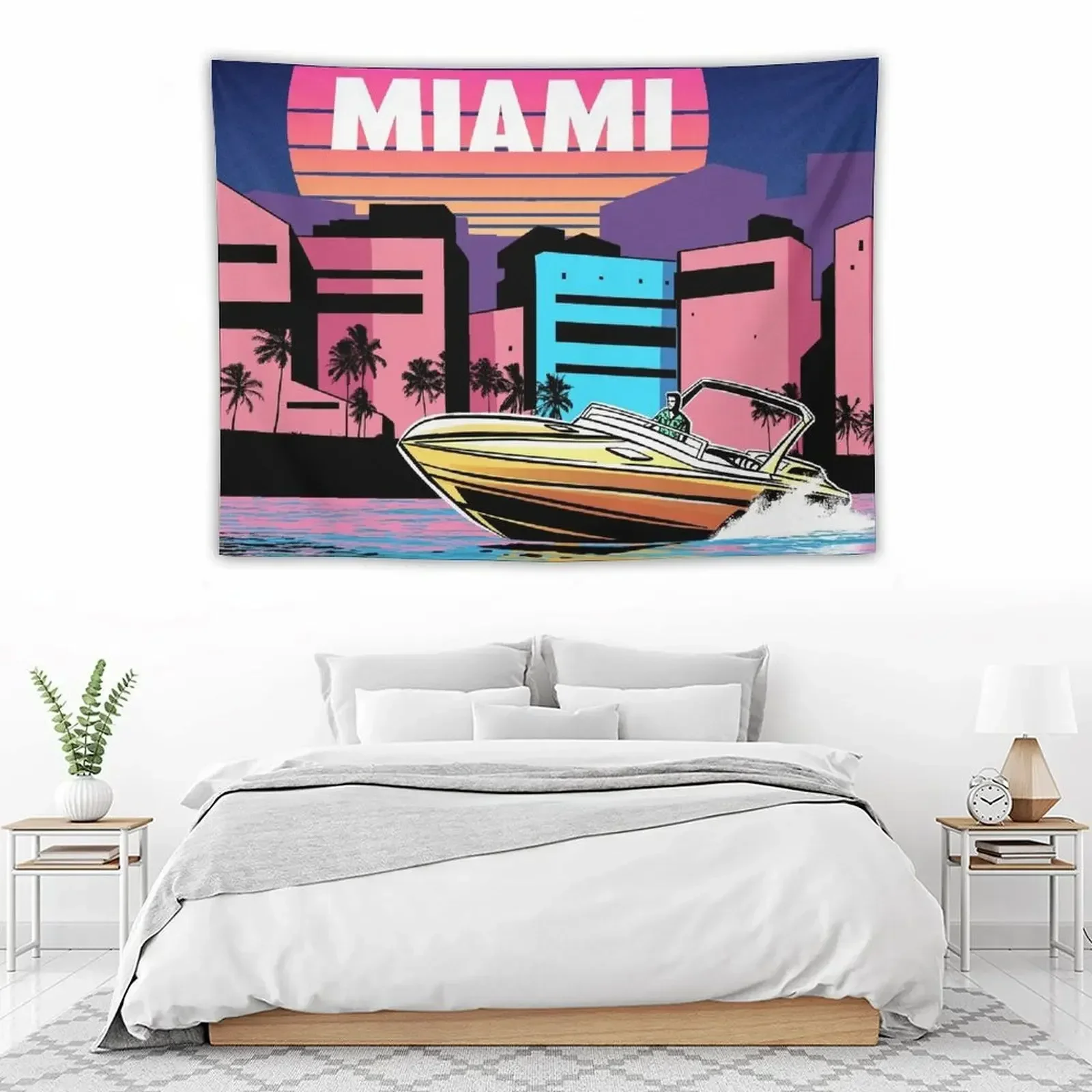 Ковер в стиле 80-х из Флориды С закатом Воздушная волна Майами украшение для