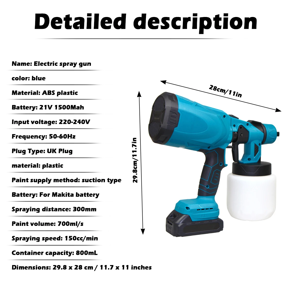 Электрический беспроводной распылитель краски 800 мл Аэрограф для покрытия