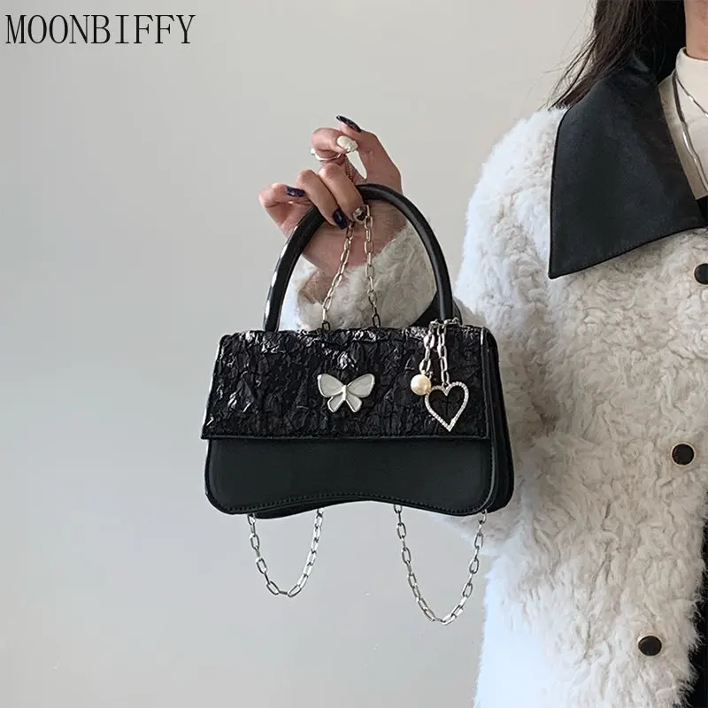 

Solid Color Cool Girls Clutch Purse Handbags Vintage Women Chain Crossbody Bags Retro Butterfly Female Small Square Shoulder Bag