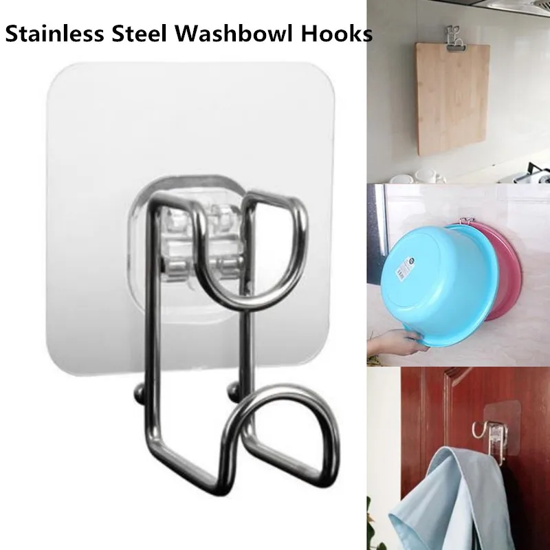 

Waterproof Washbowl StickyHook Chopping Board Hanging Rack Stainless Steel Hangers Bathroom or Kitchen Holder Space Saving