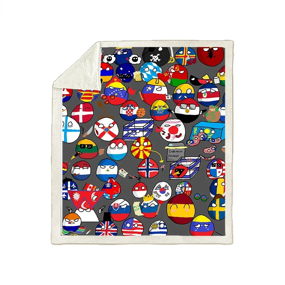 Liaseo 3D одеяла с рисунком коралловый бархатный пейзажный мяч Polandballs аниме домашнее