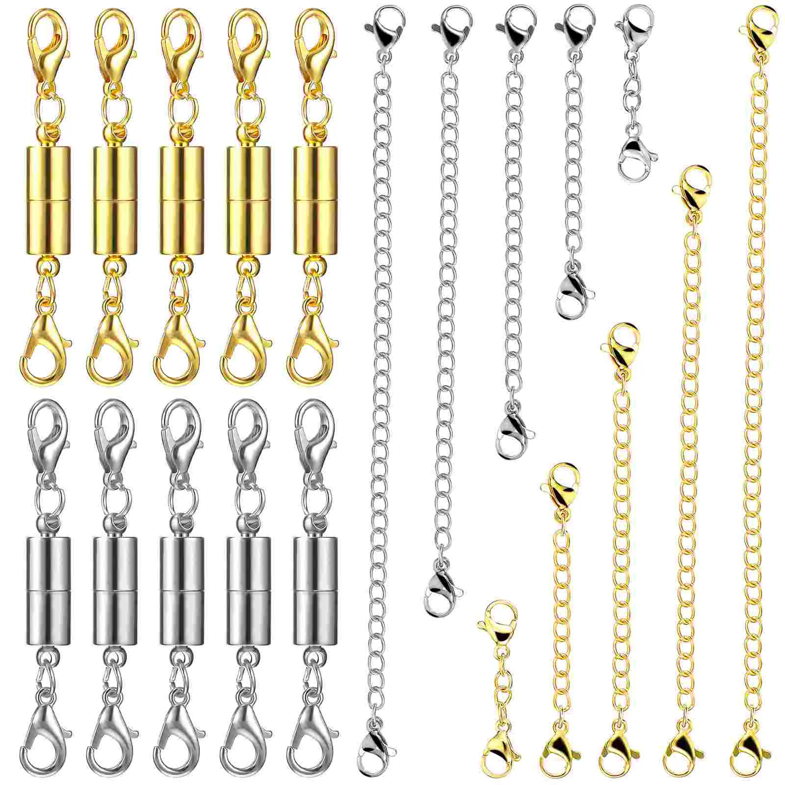 

10 Pcs Chain Extender Sliver Necklace Chains Bracelet Extenders The Magnetic Clasps Stainless Steel Jewelry