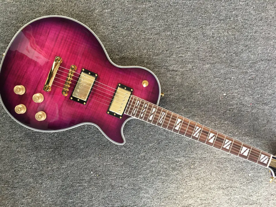 

High quality electric guitar, gradient purple tiger flame finish LP guitar, rosewood fingerboard, free shipping