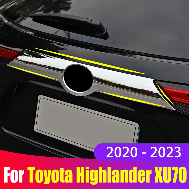 Купи ABS Chrome Car Rear Trunk Door Upper Decoration Trim Strip Styling Molding For Toyota Highlander Kluger XU70 2020 2021 2022 2023 за 2,015 рублей в магазине AliExpress