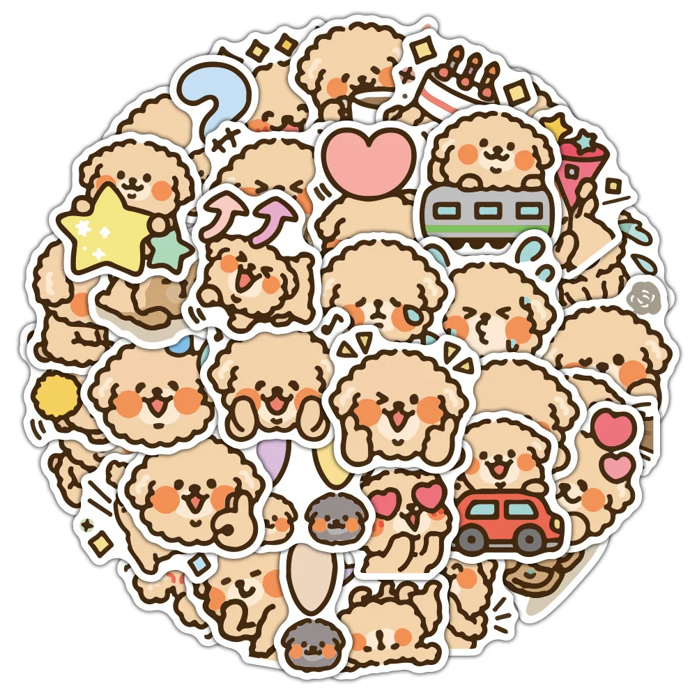 

10/30/50PCS Cartoon Animal Poodle Dog Cute Sticker For Luggage Laptop iPad Skateboard Notebook Phone Sticker Wholesale