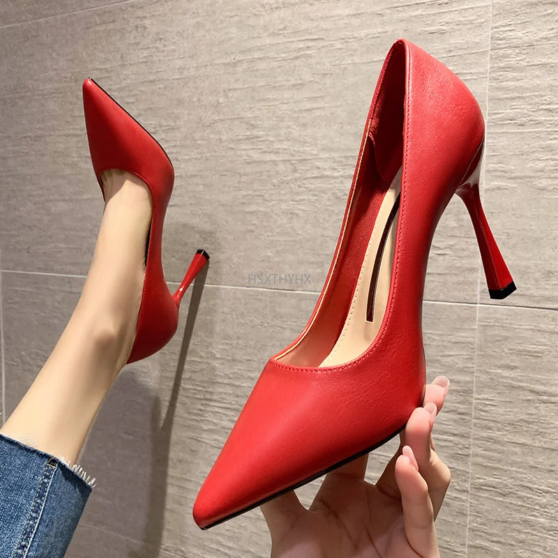 

High Heels 9cm Women Pumps High Heels Wedding Shoes Nude Pumps Bridal Shoes Estiletos Mujer 2022 Women Pumps 34-40