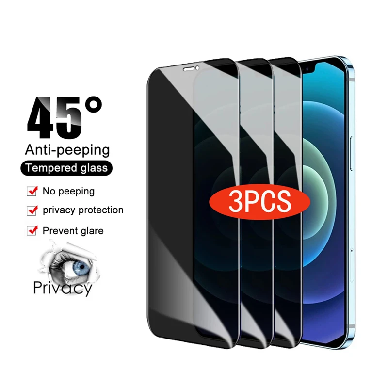 

3PCS Privacy Screen Protectors for IPhone 12 Pro Max Mini IPhone 11 13 14 Pro MAX XS XR X 6 7 8Plus SE Anti-Spy Protective Glass