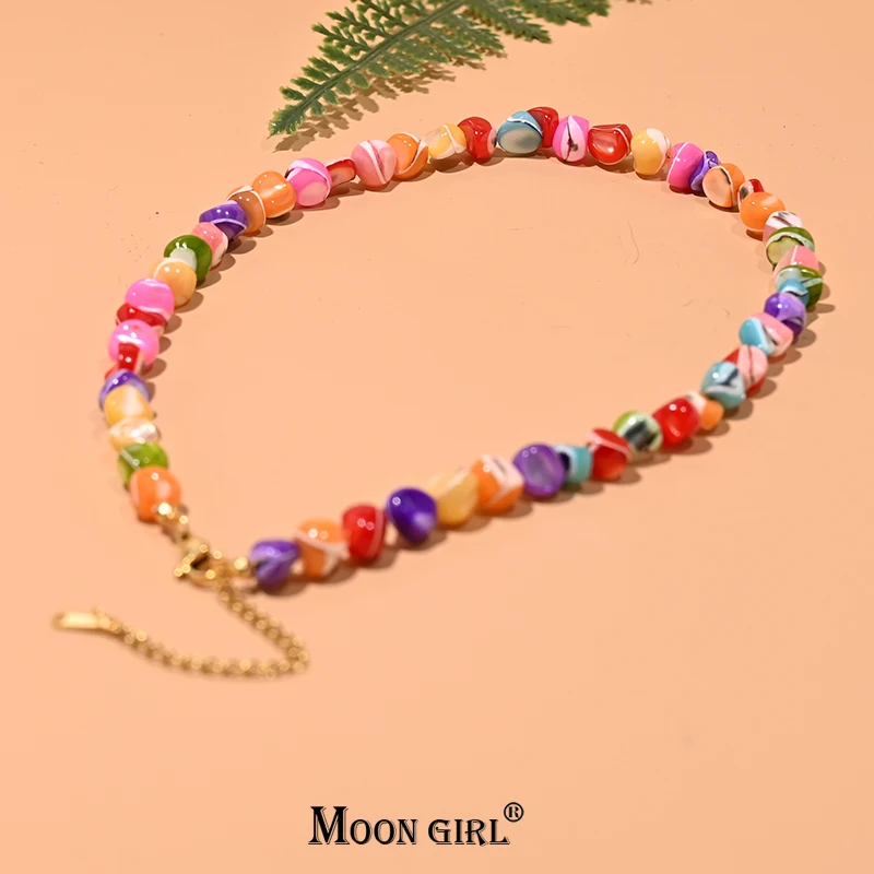 

Natural Shell Gold Color Anti-tarnish Choker Necklace Bohemian Stainless Steel Necklace for Women y2k Jewelry MOON GIRL Design