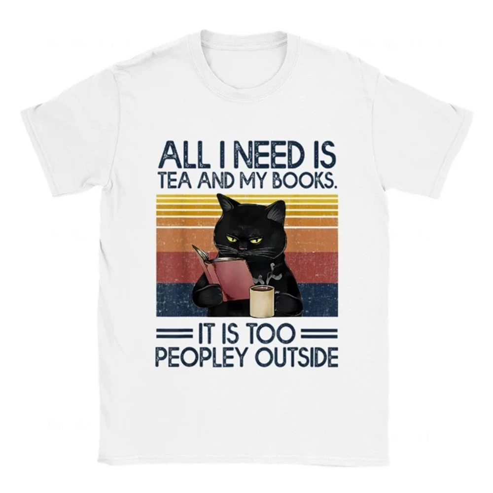 Все, что мне нужно, это чай и мои книги, это слишком забавная футболка унисекс с кошкой