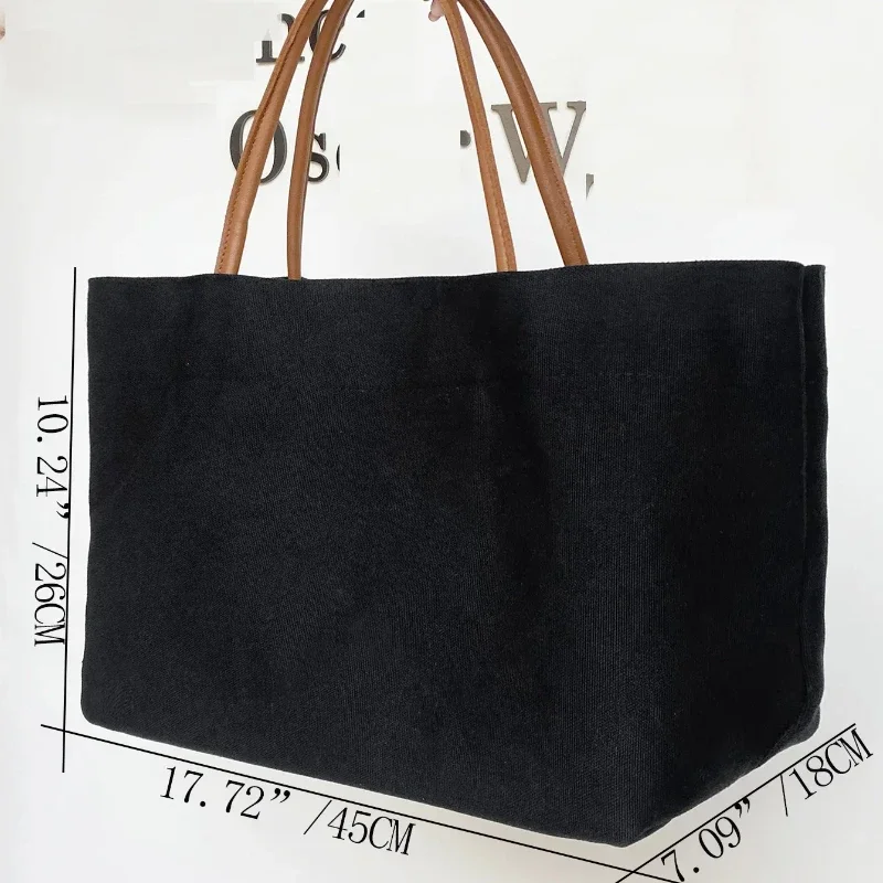 Белая черная сумка на плечо классическая парусиновая для хранения книг