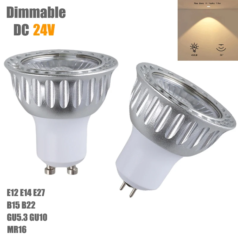 Фото Светодиодная лампочка E27 GU10 B22 E14 E12 B22 DC 24V 10W прожектор красный синий зеленый желтый фиолетовый светодиодный прожектор №1