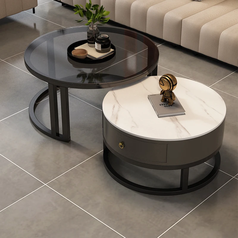 

Round Marble Floor Tea Table Living Room Center Modern Salon Luxury Side Table Mobile Table Basse Pour Salon Nordic Furniture