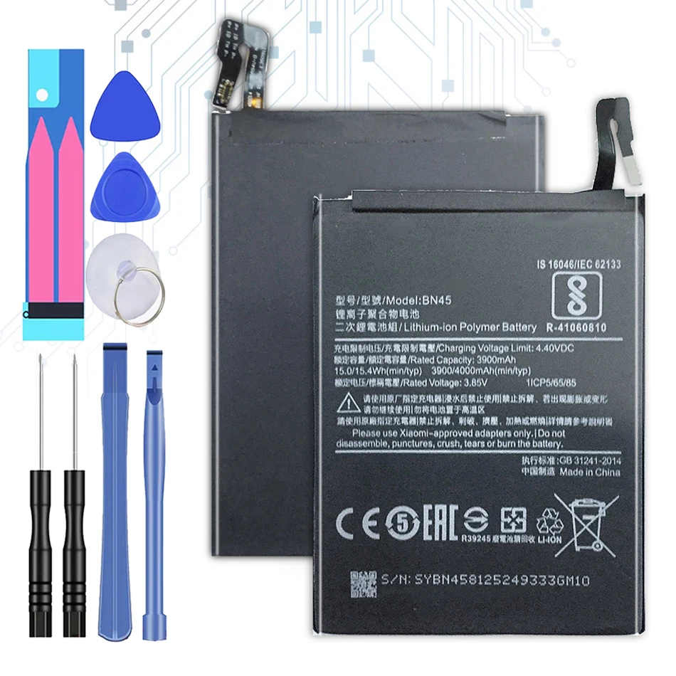 

Bateria 4000mAh Batterie For Xiao mi BN45 Mobile Phone Battery For Xiaomi Redmi Note 5 Note5 BN 45 High Capacity Battery +Tools