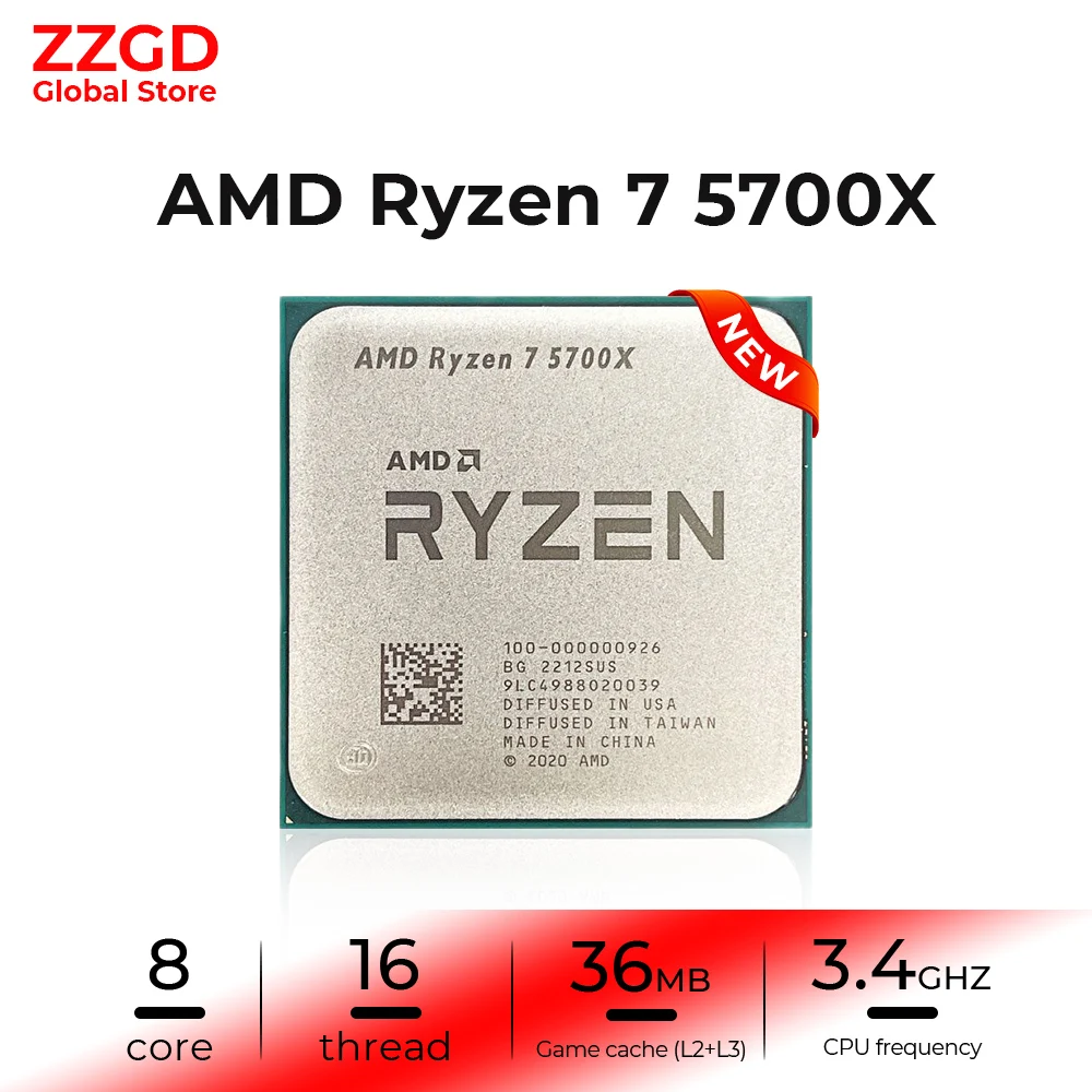 Восьмиядерный 16-поточный процессор 3,4 ГГц 7 нм разъем AM4 аксессуары для настольных ПК процессор AMD New Ryzen 7 5700X R7 5700X