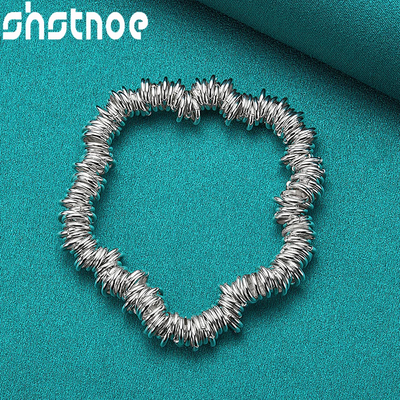 

SHSTONE Luxury 925 Sterling Silver Round Multi Turn Circle Charm Bracelets For Women Bridal Birthday Engagement Fashion Jewelry