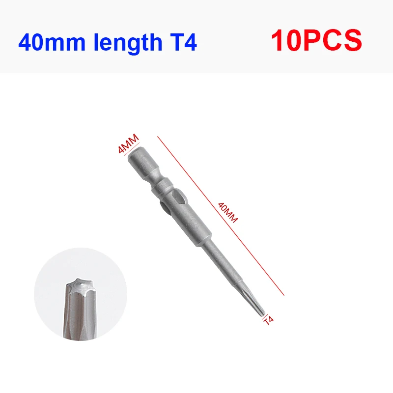 

10 шт. 40 мм длина 800 Электрический 4 мм Круглый хвостовик Магнитная Звезда Torx отвертка инструмент T1 T2 T3 T4 T5 T6 T7 T8 T9 T10 T15 T20