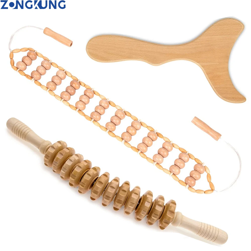 

Wood Massage Roller Stick Contouring Board for Body Sculpting Wood Therapy Massage Tools, Lymphatic Drainage Massager Tool Set