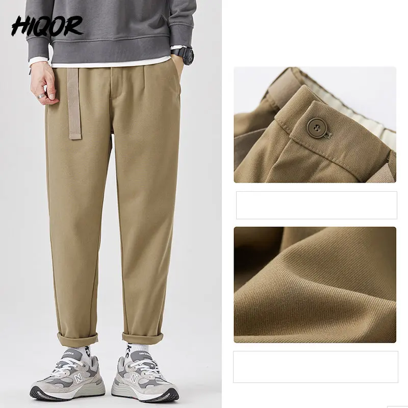 

HIQOR 2022 Caual Cargo Men's Winter Casual Pants Twill Stretch New Y2K Chic Woven Slim Fit Straight Trousers Safari Harem Style