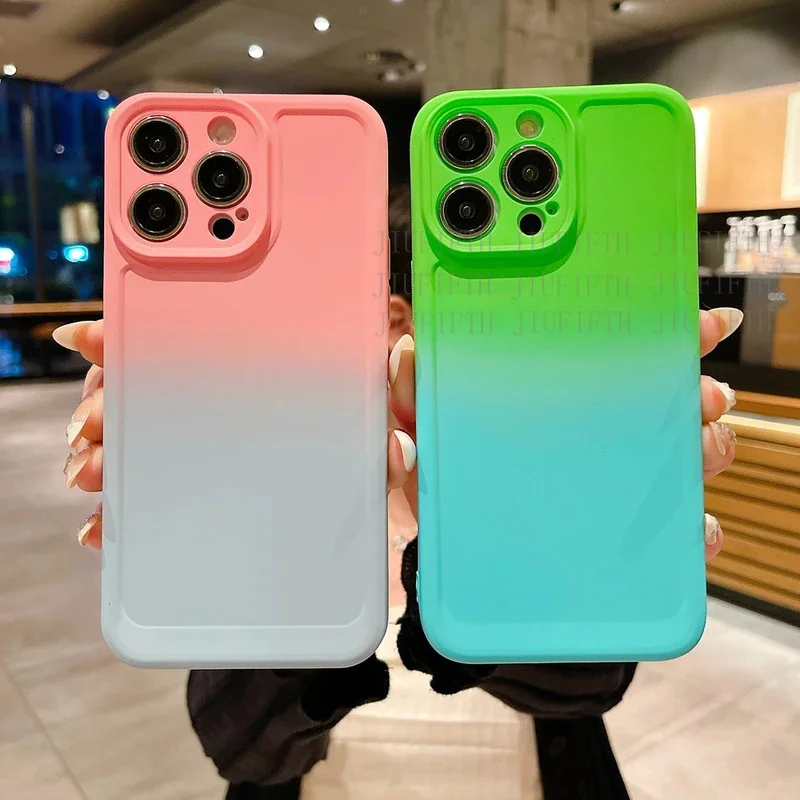 Silicone Phone Case On For Huawei P50 P40 X9A Pro P30 Lite P60 Nova 11 10 9 Honor 90 70 50 Gradient Soft Back Cover Layer Coque