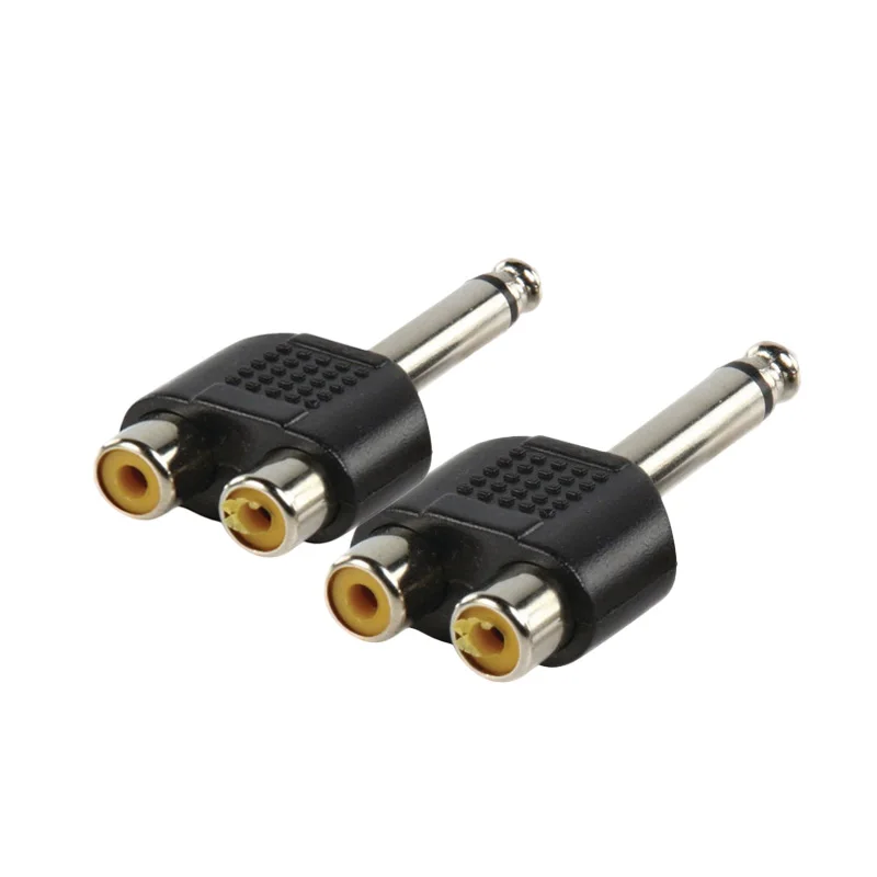 

2pcs 1/4" Stereo Audio Jack Plug Adapter Male To Female 6.35mm Dual Mono Stereo Jack Headphone Mic Y Splitter Audio Converter