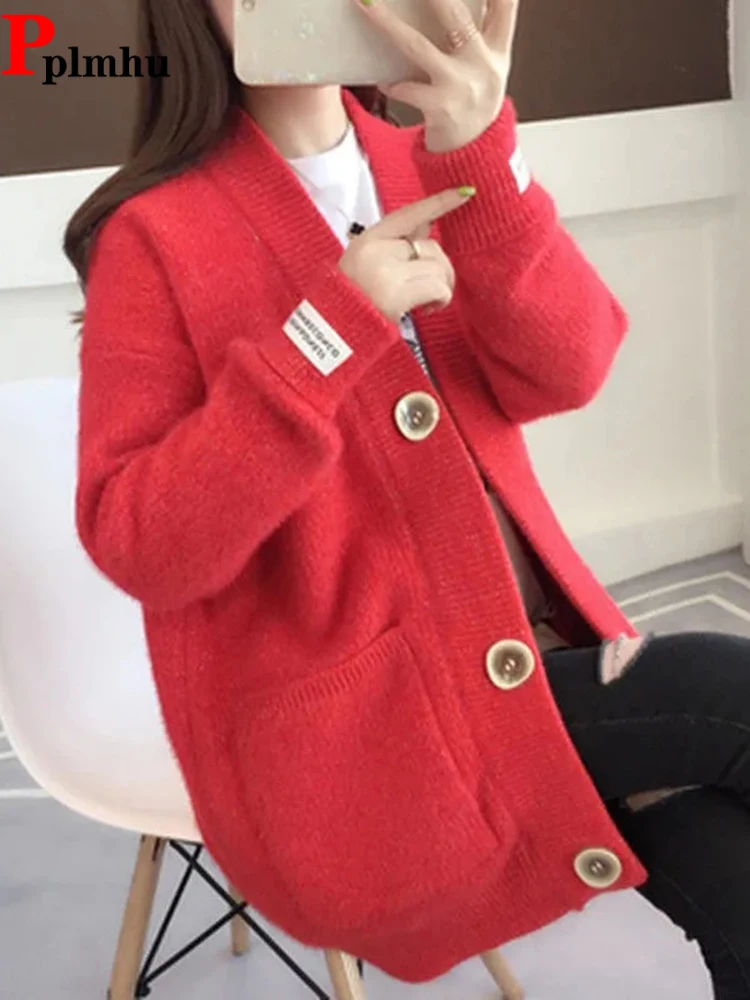 

Casual Basic Knitwears Abrigos New Soft Woman Malhas Coat Spring Fashion Sweater Jacket Korean Loose Mid Length Sueter Cardigan