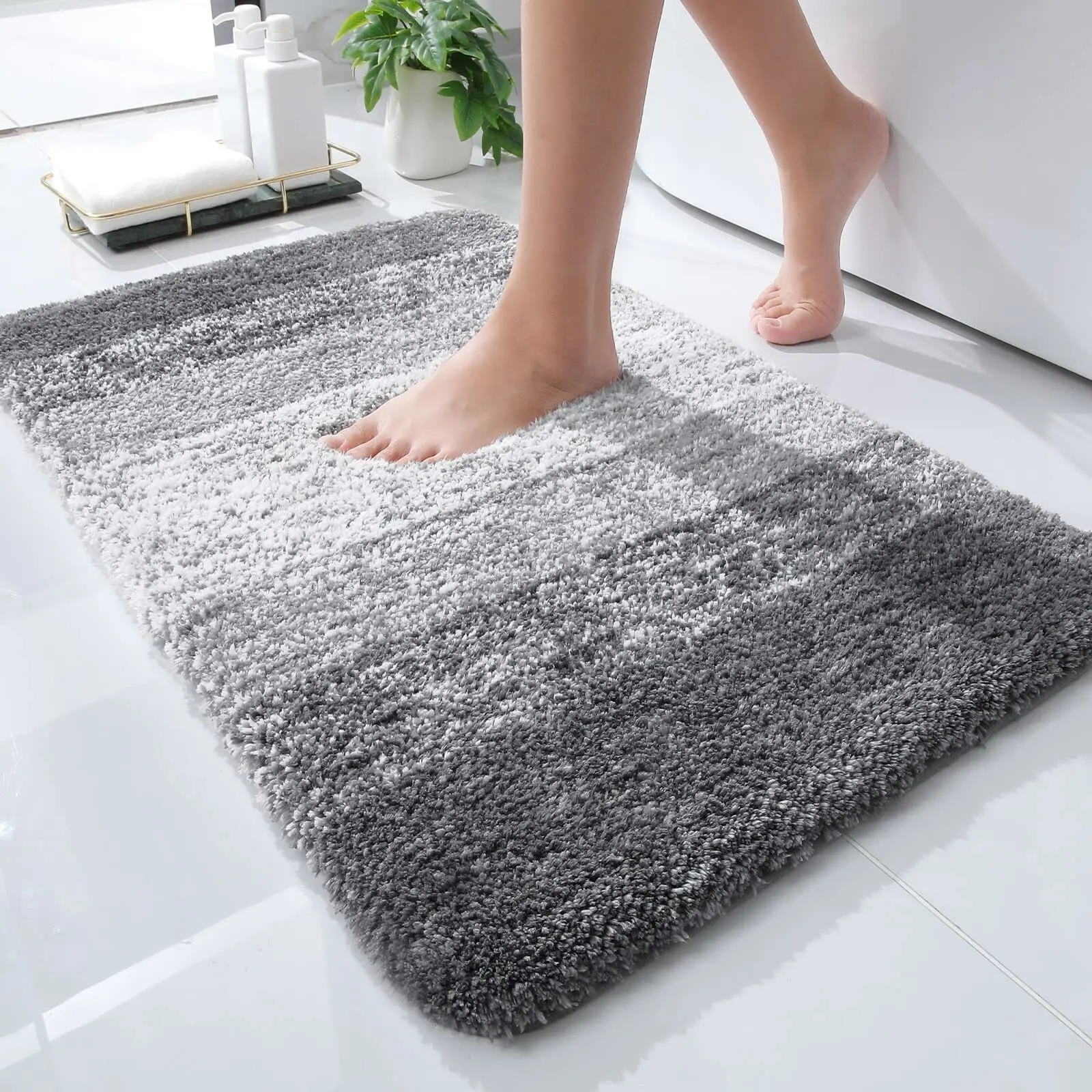 

Luxury Bathroom Rug Mat,Extra Soft and Absorbent Microfiber Bath Rugs,Non-Slip Plush Shaggy Bath Carpet,Machine Wash Dry