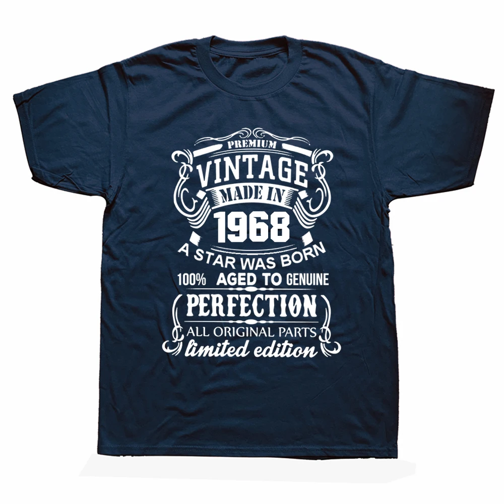 

Made Vintage In 1968 T-shirts Men Dad Father Short Sleeve 54 Years Old 54Th Birthday Gift T Shirt Cotton Streetwear Hip Hop Tops