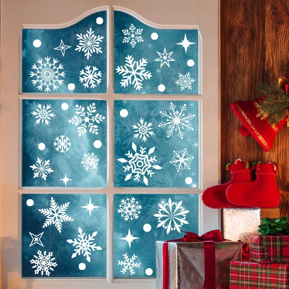 Christmas Snowman Snowflake Santa Claus Wall Sticker New Year Glass Window Decoration Mural Room Home Decor Electrostatic Decals