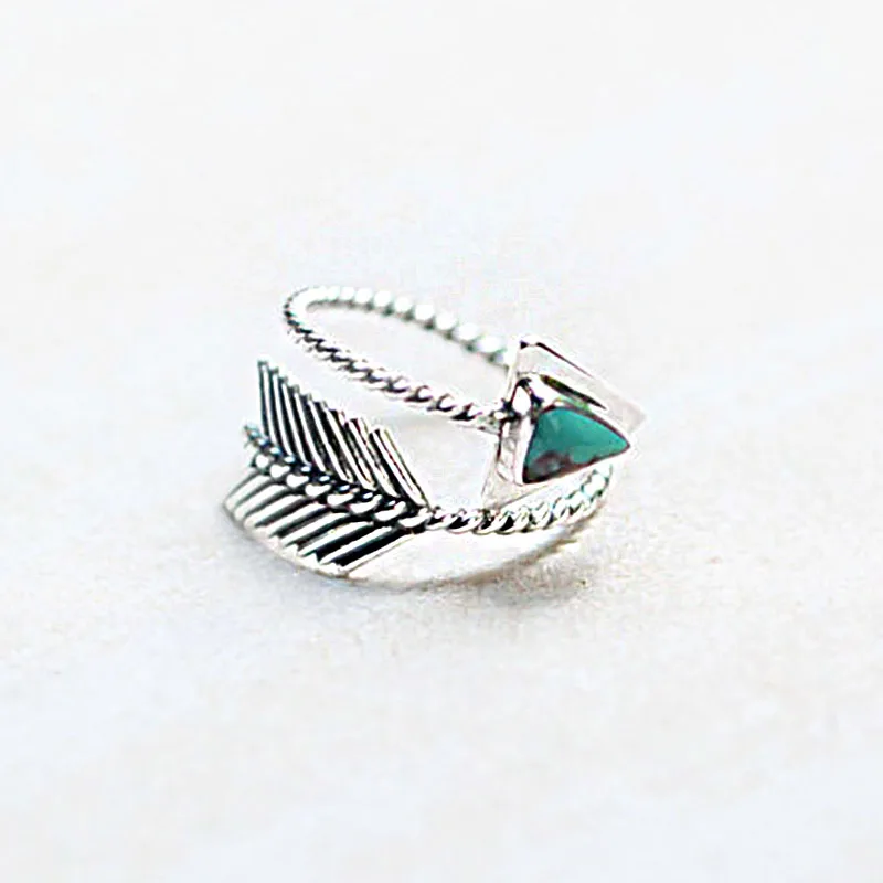 

New turquoise bow arrow adjustable open ring ghost head music love zircon devil party jewelry
