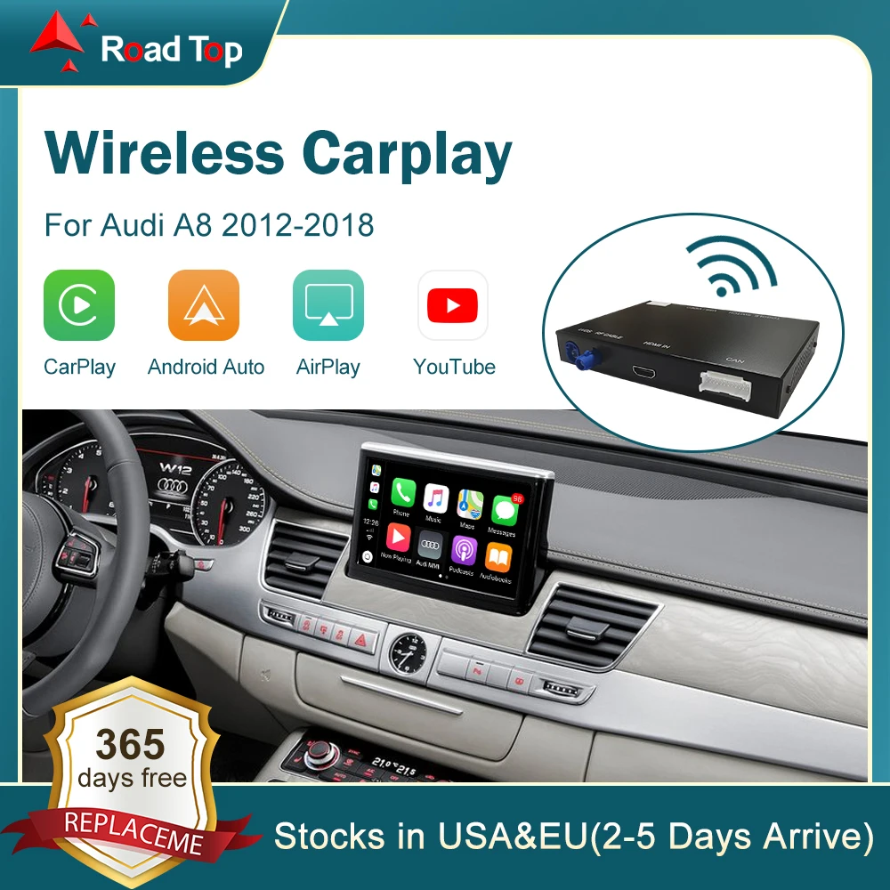 Беспроводной Apple CarPlay Android авто интерфейс для Audi A8 2012-2018 с зеркалом ссылка AirPlay