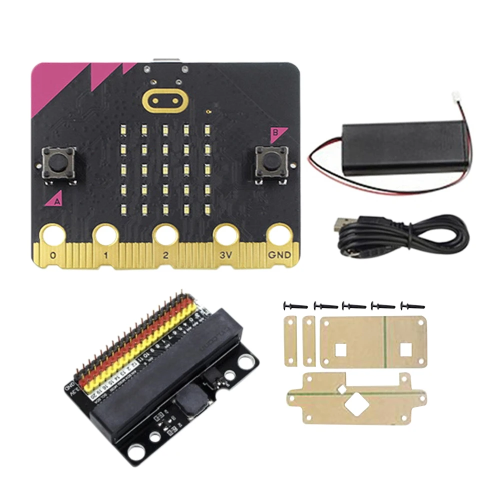 

BBC Micro: комплект Bit V2.2 Built-in программируемая плата разработки микрофона динамика + плата расширения BIT V1.0 + акриловый чехол