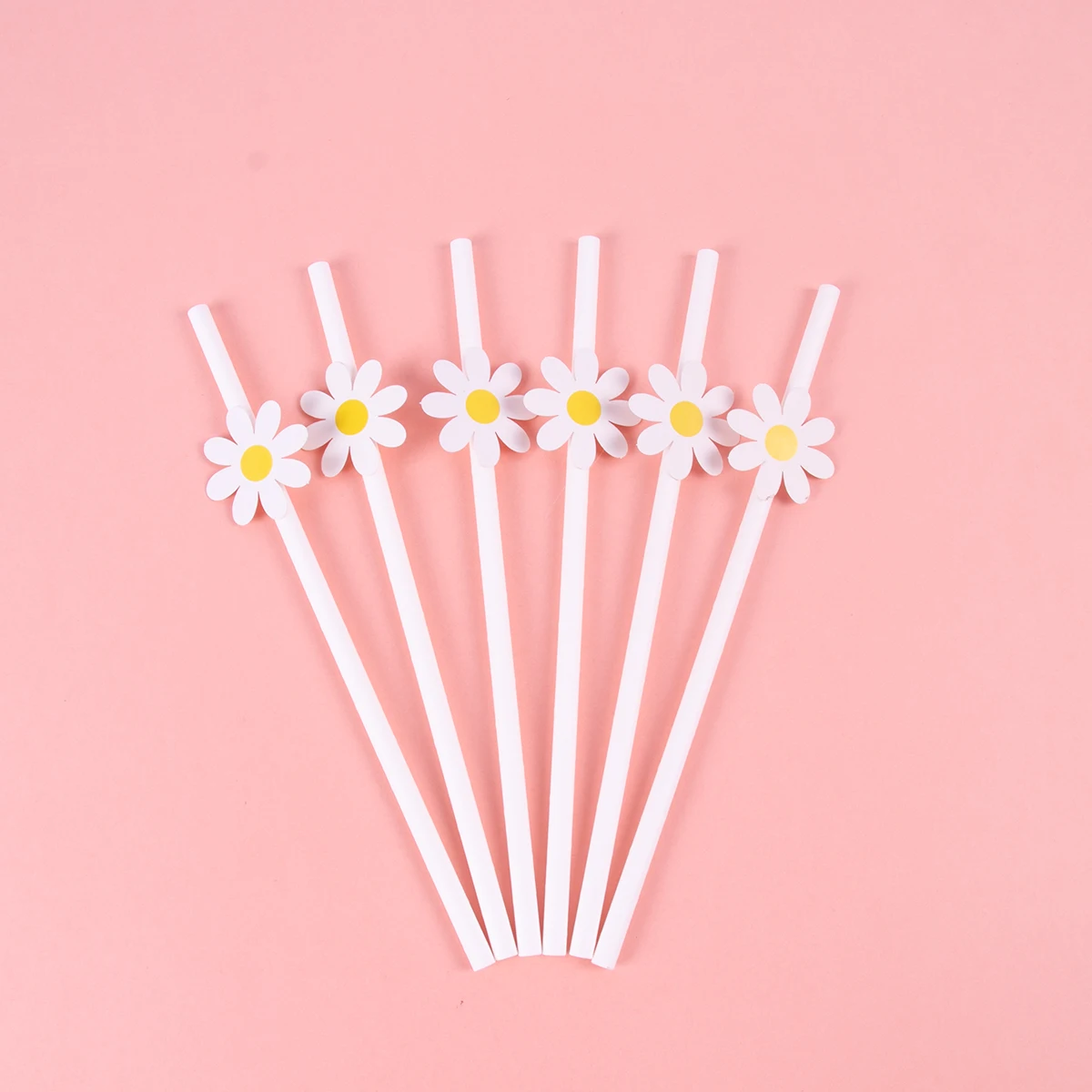

10/20pcs Daisy Paper Straws Disposable Flower Pattern Drinking Straws for Baby Shower Birthday Party Table Decoration Wedding