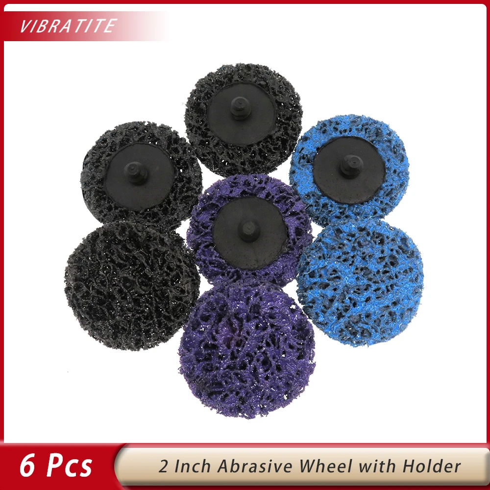 

6pcs 50mm Poly Strip Disc Abrasive Wheel Clean Grinding Wheels with Holder Paint Rust Removal Clean For Angle Grinder