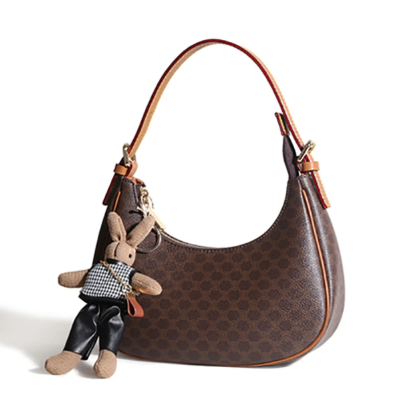 

Nuleez Brand Bag Women One Shoulder Under Armed Genuine Cowhide Skin Strap and Strim Main PVC Zipper Open Vintage