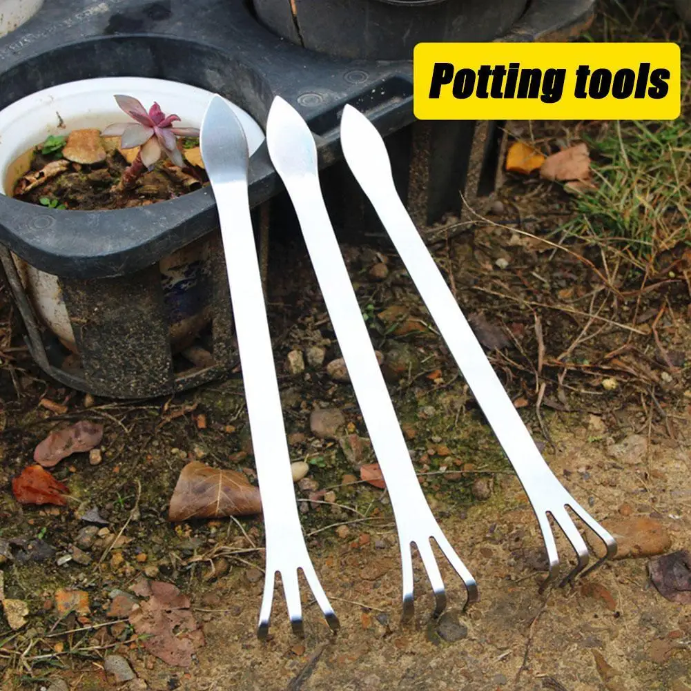 

Корневые грабли из нержавеющей стали, 3-зубчатые инструменты для деревьев бонсай с эргономичной ручкой, садовая утварь