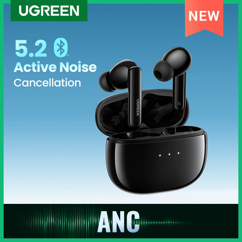  Ugreen HiTune T3 ANC беспроводные TWS Bluetooth 5,2 наушники, активное шумоподавление, внутриушные микрофоны, наушники для телефона без рук 
