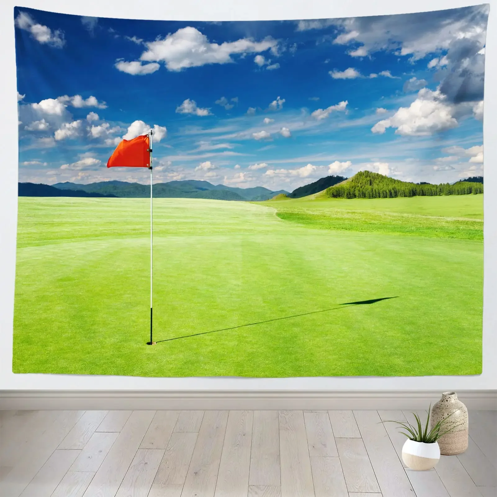 Гобелен для поля гольфа гобелен с голубым небом спорта на открытом воздухе