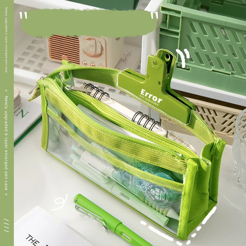 

Transparent Pencil Case Multilayer Pencil Pouch Estuches School Supplies Large Capacity Pen Case Trousse Stationery Pencilcase