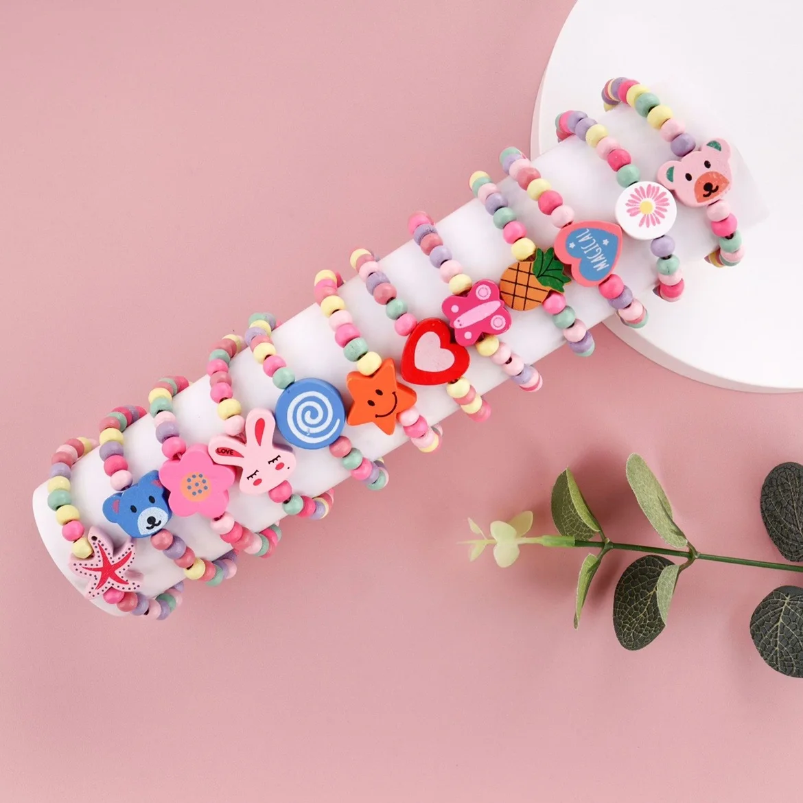 36/12 шт. Разноцветные деревянные бусины для девочек