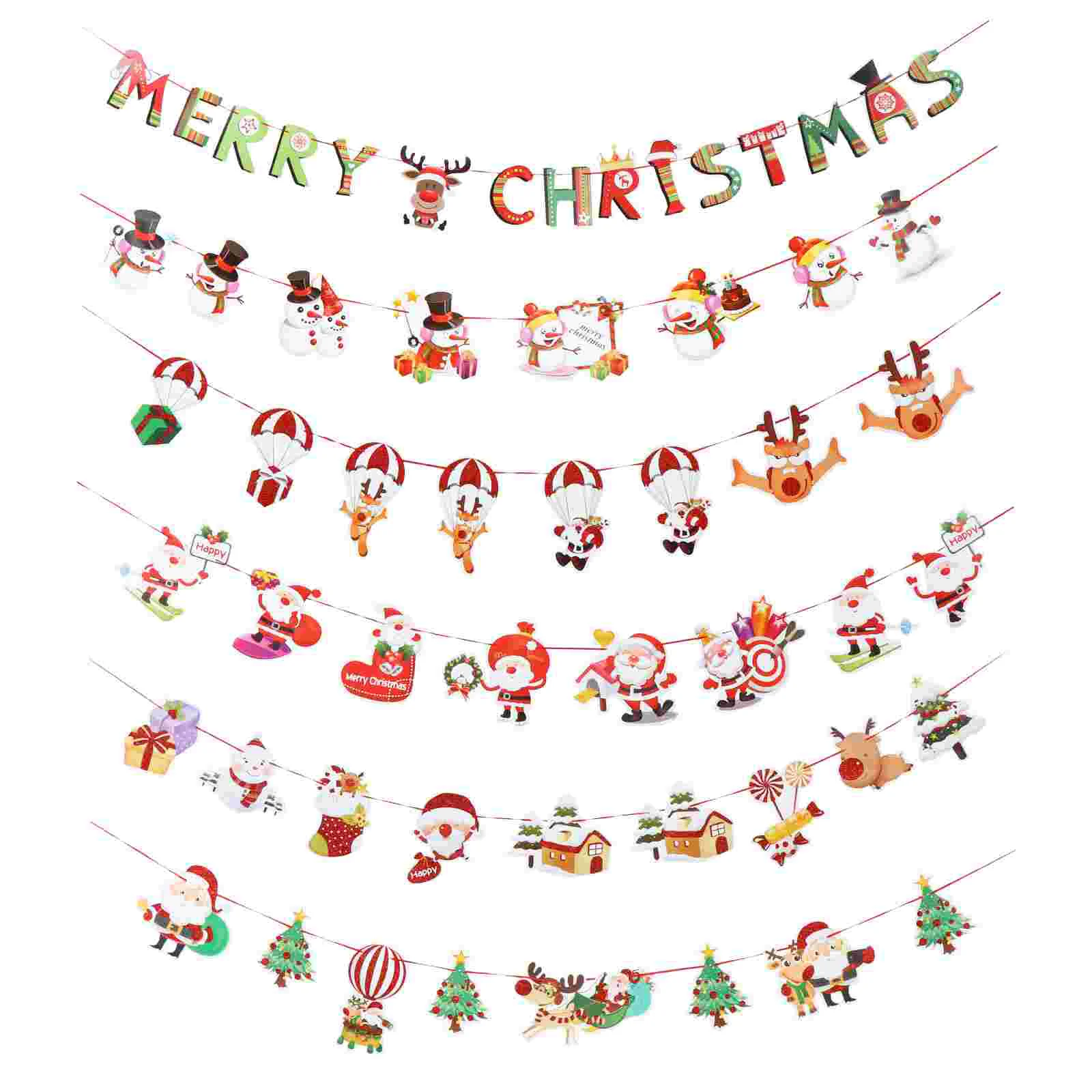 

6 Decorative Festive Cartoon Xmas Theme Bunting Party Bunting Party Banner Paper Bunting Paper Banner Theme Banner for Shop