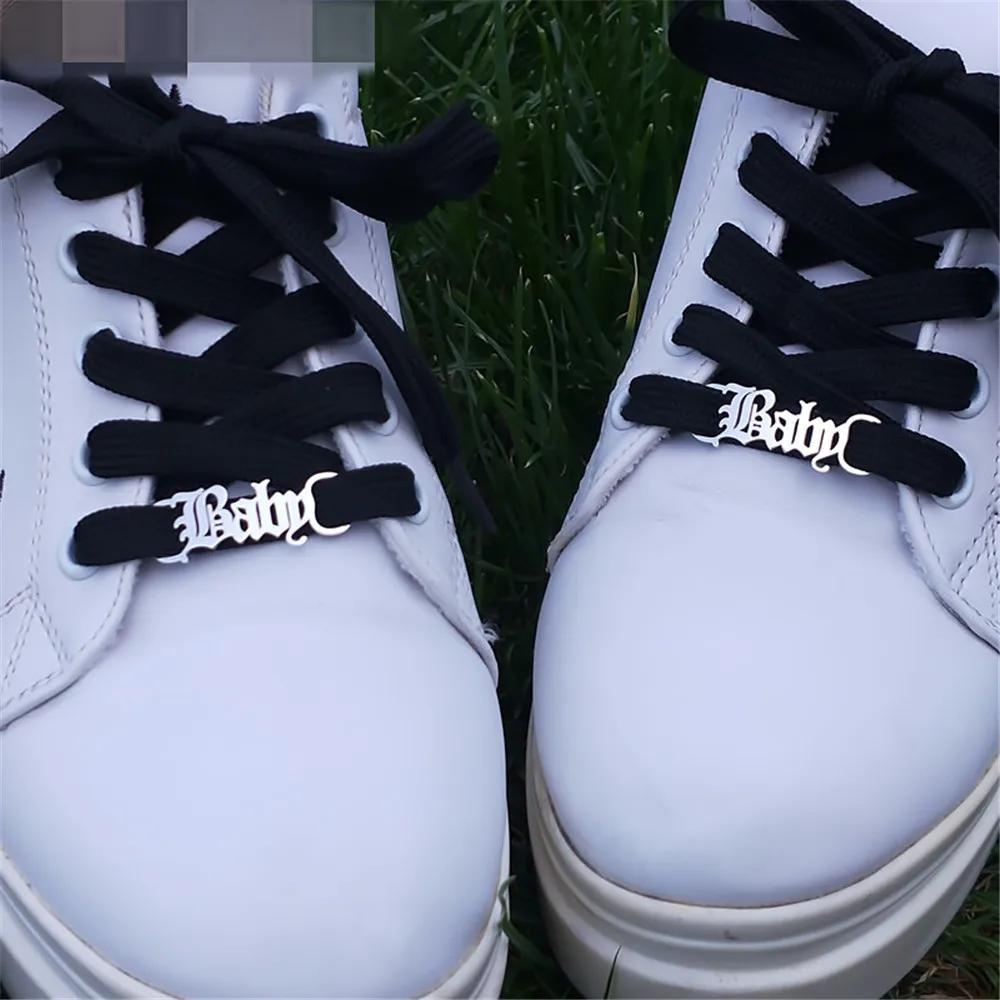 Фото 1 пара декоративных пряжек для обуви из нержавеющей стали в готическом стиле для девочек, украшения для шнурков, подарок для дочери/внучки, декор для кроссовок №2