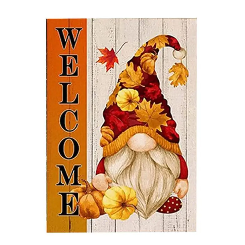 

Добро пожаловать, Осенний Садовый флаг 45x30 см, Осенний сад, двусторонний флаг, украшения на Хэллоуин, День благодарения, гном