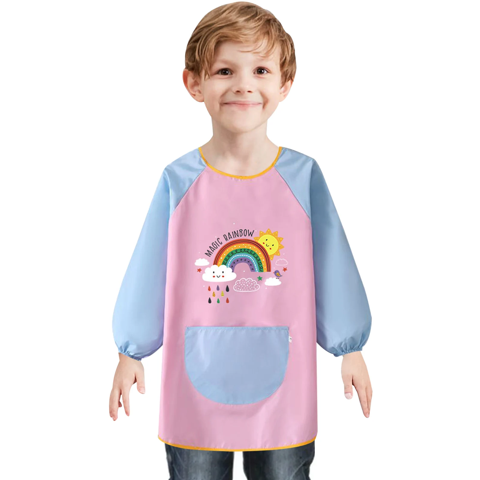 

Fashionable Children Long Sleeve Apron Waterproof Cute Apron Kid Art Craft Painting Cook Feeding Smock