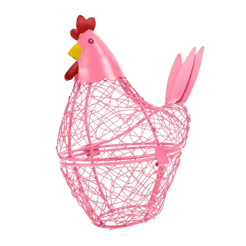 

Egg Storage Basket Cute Chicken-shaped Egg Storage Container Metal Wire Mesh Basket Multifunctional Kitchen Storage Basket Wire