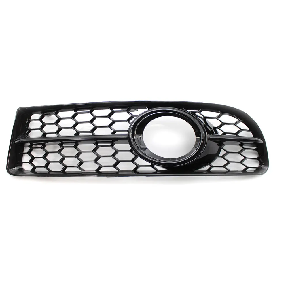 Front Lower Bumper Fog Light Honeycomb Gloss Black Grille For Audi A4 B7 A4 S-Line S4 2005 2006 2007 2008 images - 6