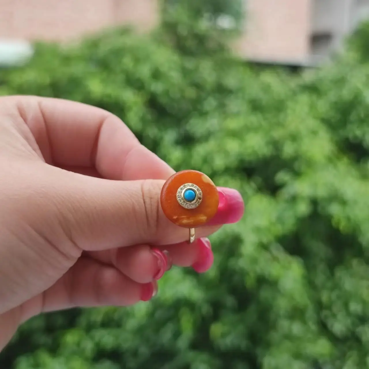 1pcs/lot s925 Silver Gold Plated Reflowed Amber Antique Safety Buckle Gemstone Women's Ring classical turquoise adjustable taki