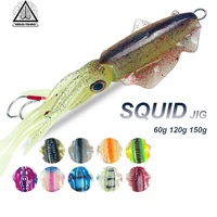wh 60g120g150g silicone soft artificial rubber luminous uv squid jig fishing lures for sea fishing trolling wobbler bait