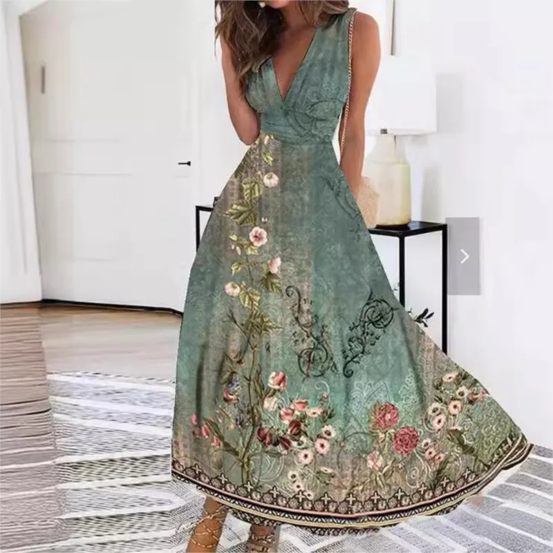 Женское праздничное платье с цветочным принтом