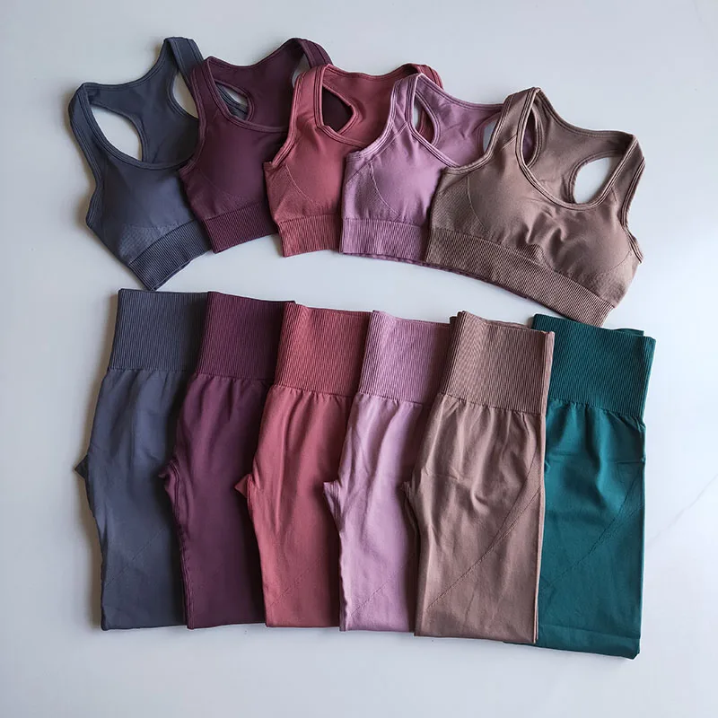 

7 Colors 2PCS Seamless Yoga Set High Waist Gym Tights Leggings Sport Bra Workout Sport Running Sportswear Clothes Sports Suit
